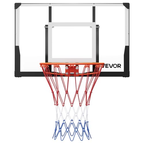 VEVOR Wall Mount Basketball Hoop, 44-inch PC Backboard Mounted, Basketball Goal, Basketball Hoop Outdoor, Solid Steel, Thickened Woven Nylon Basketballs Net, Basketball Court Indoor & Outdoor Use