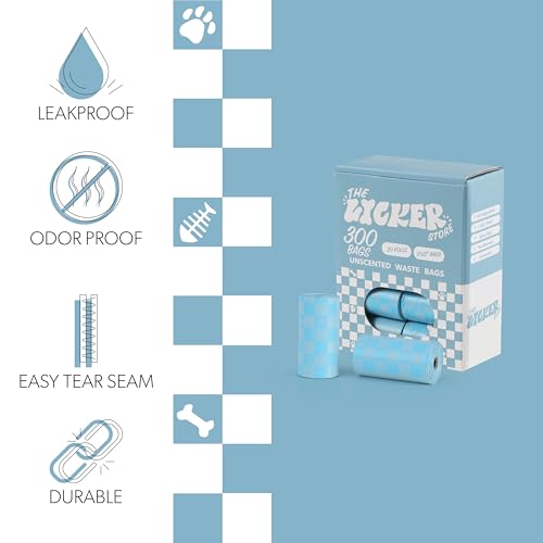 Image of 13 in. x 9 in. Extra Thick Leak Proof Unscented Dog Poop Bags, Blue (300 Count, 20-Rolls)