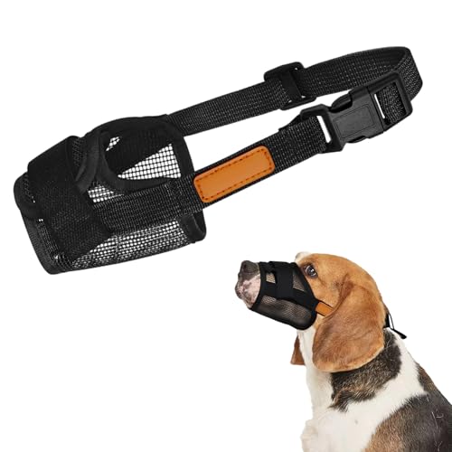 TAGMEIU Adjustable Dog Muzzle Black Breathable Mesh (L)
