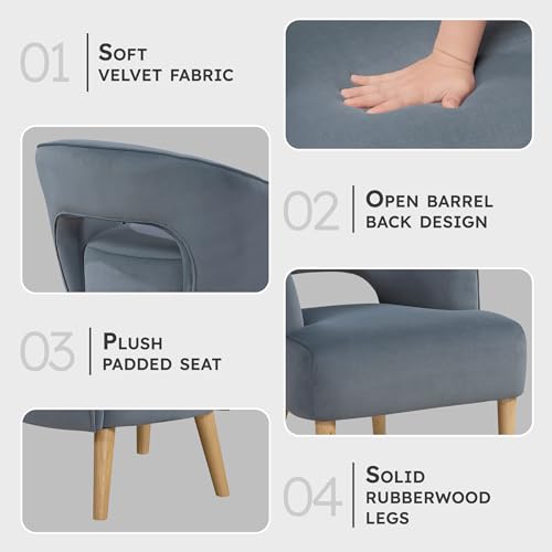 Sillón con brazos terciopelo moderno gris oscuro miniatura 3