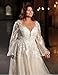 Plus Size Boho White Wedding Dresses V Neck Appliques Lace Bridal Gowns with Train Tulle A Line Ball Gown Wedding Dress for Women