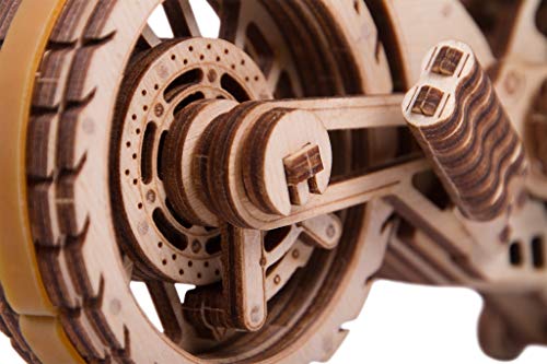 Wood Trick Motorcycle w/Rubber Band Motor Rides up to 16ft - Mechanical Model Kits for Adults - 10x4in - 3D Wooden Puzzles for Adults - Engineering DIY 3D Puzzle Wooden Models - Image 7