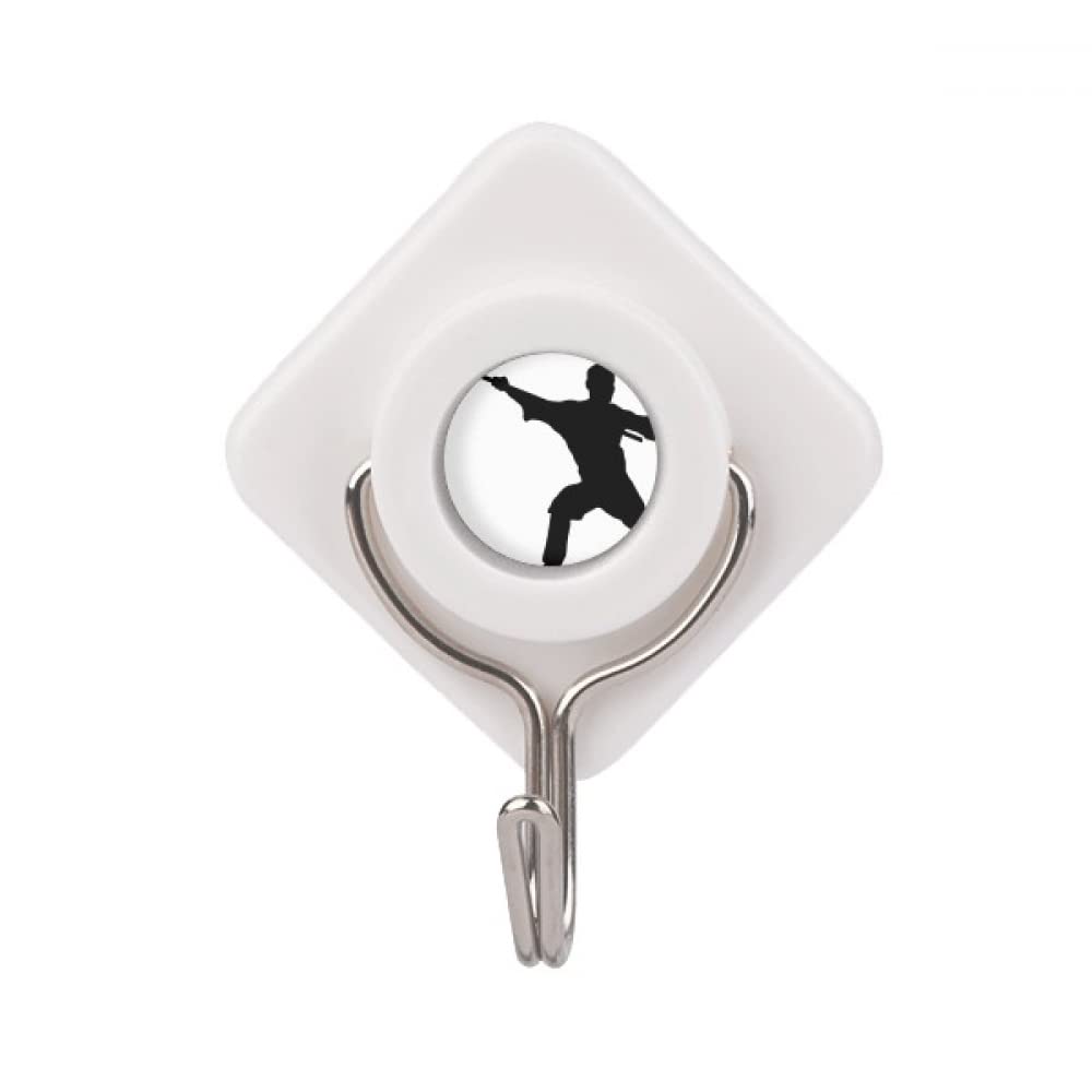 no/no Kung Fu Martial Art Chinese Shaolin Stick Adhesive Wall Hooks Hanging Self Sticky