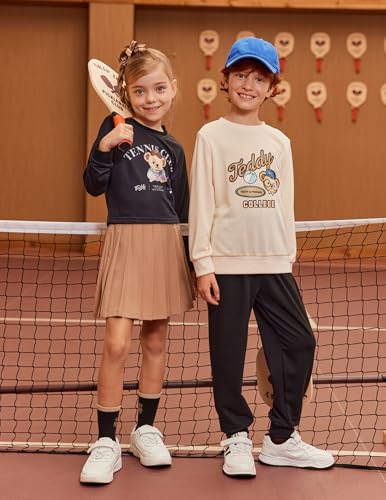 Image of Arshiner Girls Crop Tops Kids Long Sleeve Pullover Sweatshirts Girls Cropped Crewneck Sweatshirt for Teen Girl