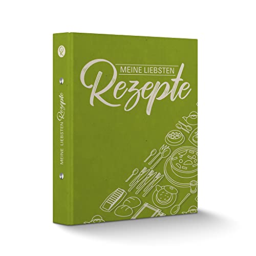 itenga Rezeptringbuch A5 Motivdruck laminiert 2-Ring-Mechanik Meine liebsten Rezepte grün - Rezeptordner Kochrezepte-Ringbuch