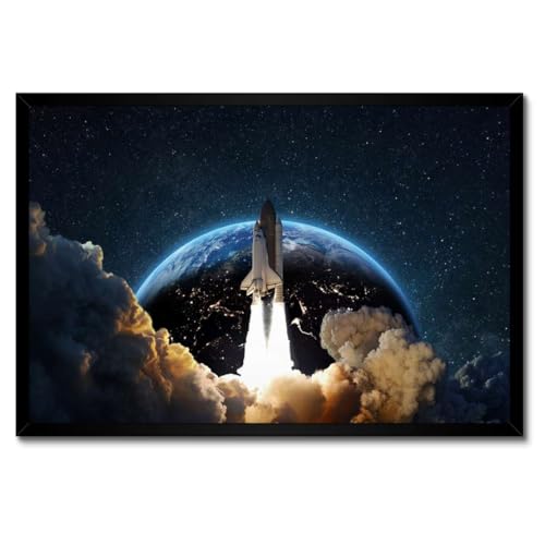 Poster fusée spatiale encadré 60x40 cm pour habiller un mur blanc vide
