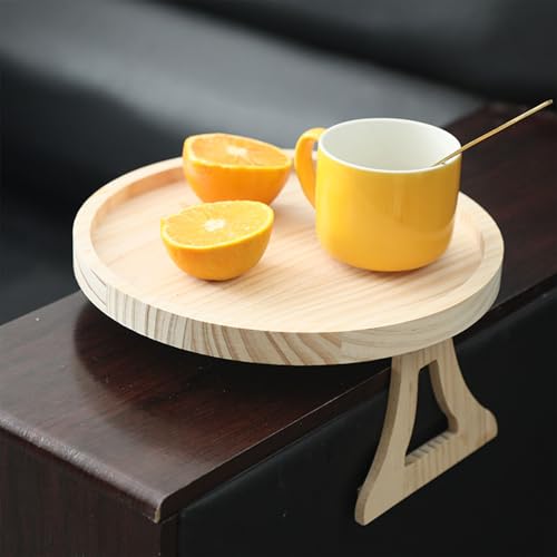 10-Inch Round Wooden Couch Arm Tray
