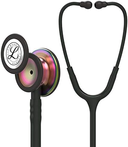 3M Littmann Classic III Monitoring Stethoscope, Rainbow-Finish Chestpiece, black stem and headset, Black Tube, 69 cm, 5870