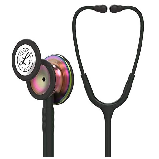 3M Littmann Classic III Monitoring Stethoscope, Rainbow-Finish Chestpiece, black stem and headset, Black Tube, 27 inch, 5870
