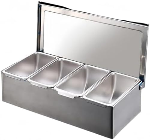 SLLS ステンレススチール調味料ボックスステンレス製蓋付き グリッド収納 キッチン・飲食店商用 キャンプアウトドア用 食器洗い機対応 大容量