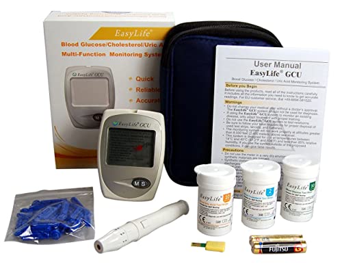 EasyLife Blood Cholesterol Monitor kit 3 in 1 Meter System Glucose and uric Acid Test kit