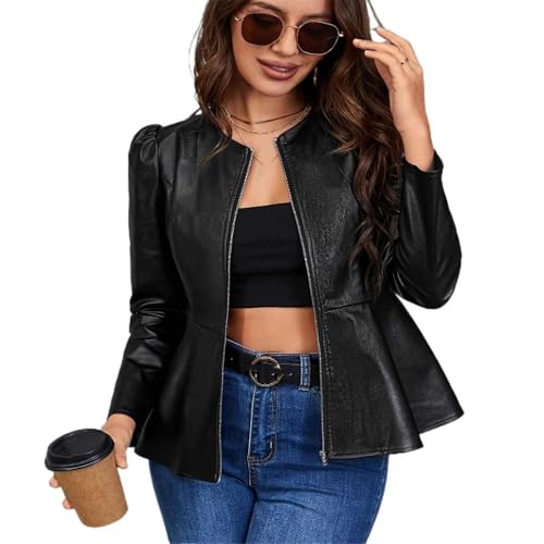 Blazer en simili cuir femme coupe cintrée manteau d'hiver chaud doublé