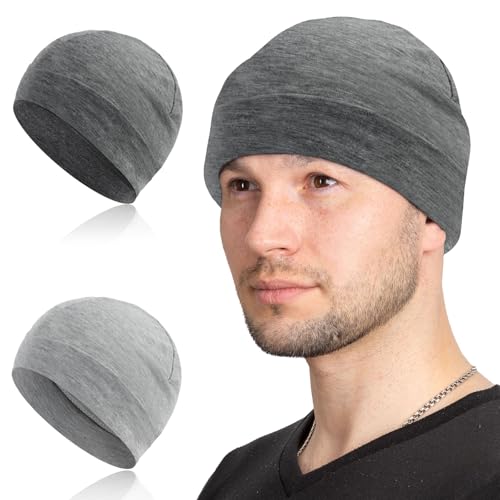 AOOSA 2 Pièces Bonnet Homme Femme, Skull Cap Bonnets Running Cyclisme Léger Coton, Coupe-Vent Bonnet de vélo Chaud, Casquette de Cyclisme d'hiver de Vélo pour Le Moto, Le Ski, la Course à Pied