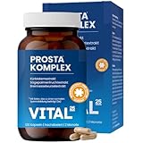 Prosta Komplex Kapseln im Braunglas - hochdosiert mit Sägepalmenextrakt, Brennnessel, Kürbiskern, OPC, Lycopin, Vitamin E, Zink, Selen - laborgeprüft und vegan - 120 Kapseln für 2 Monate von Vital25®
