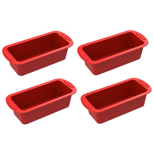 SILIVO 4 Pack Mini Loaf Pans - Nonstick Mini Bread Loaf Pans, Silicone Small Baking Pans for Loaf...