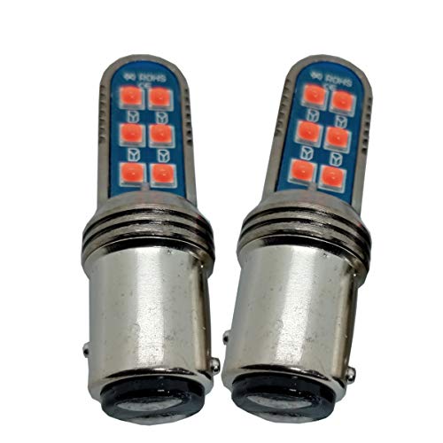 Image of BAY15D 1157 Universal LED Parking Back Brake Tail Light for All Car and Bikes Strobe Function Pack of 2, Red Color