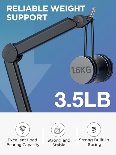 Image of InnoGear Mic Boom Arm, Microphone Stand with Cable Management Channels Height Riser for Blue Yeti FIFINE AM8 K669B HyperX QuadCast S SoloCast AT2020 Shure SM7B MV7 and Other Mics