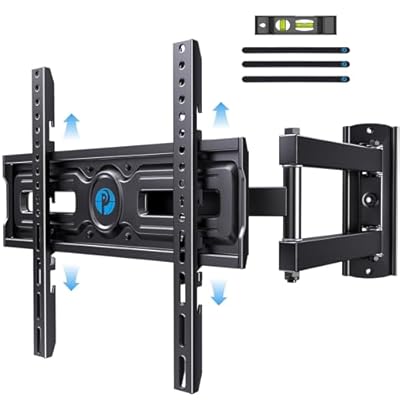 Pipishell Full Motion TV Wall Mount for Most 26-65 inch Flat & Curved TVs up to 77 lbs, Adjustable Bracket Height, Corner TV Mount with Single Articulating Arm, Max VESA 400x400mm, PIMF9