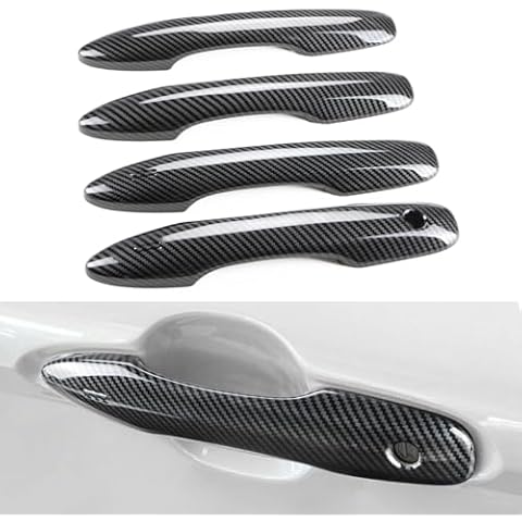 DLOVEG Upgraded Snap-on Door Handle Cover Compatible for 2018-2023 2024 2025 Toyota Camry Accessories No AdhesiveDoor Handle Protectors for 2020-2024 2025 Corolla 2020-2025 Venza (Carbon Fiber) Cover