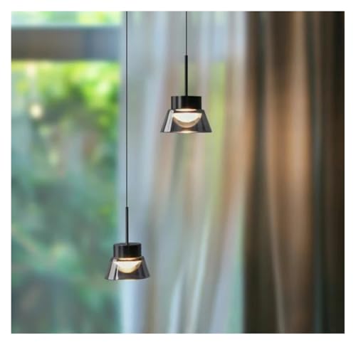 Lustre noir minimaliste à 2 lampes en verre pour salon chic