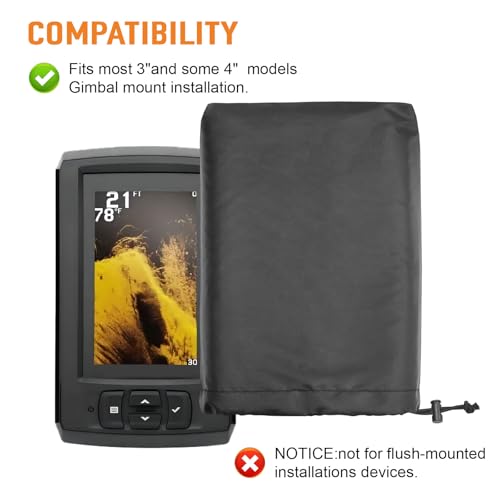 Image of Fish Finder Cover Fit for Garmin,Lowrance,Humminbird 3 inch-4 inch Screen Models Fishfinder Sun Cover Compatible with Garmin Striker 4 Lowrance Eagle 4 Waterproof Depth Finder Covers for Fishing Graph（Black）