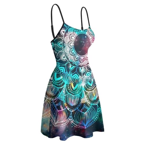 Robe d'été mandala à bretelles spaghetti et jupe courte de plage