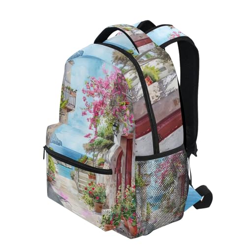Bookbag for Boys, Romantic Italian Alleyway Travel Bag, Kids Back to School Supplies, Ideal for Ages 6–143