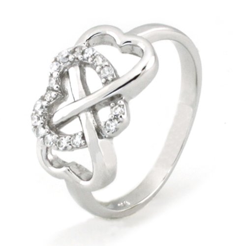 Anneau en argent fin Infini Coeur avec zircon cubique - Taille 62