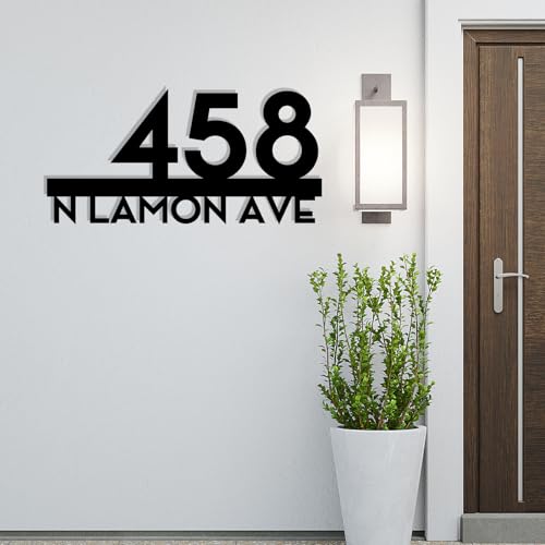 Image of Personalized House Number Custom Metal Address House Numbers Modern House Number Sign for Outside