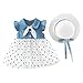 Vestido Bebé Niña Verano sin Mangas Elegante - Falda Corta de Niña + Sombrero de Sol con Lazo Conjunto de 2 Piezas - Vestido Bebés Playa para Cumpleaños,Vacaciones (Azul Claro-a, 2-3 años)