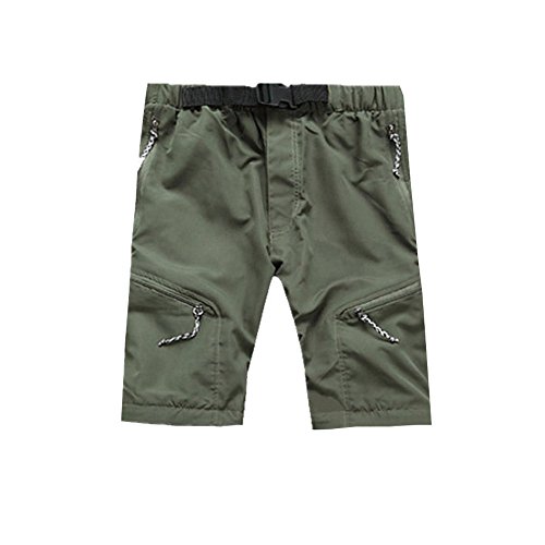 Qtocio Men's Hiking Pants Convertible Quick Dry Lightweight Zip Outdoor Fishing Travel Safari Pants Detachable Short Trousers Green #TOP3