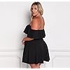 ROSIANNA Women's Off Shoulder Strapless Ruffle Mini Plus Size Swing Dresses (Black, x_l)