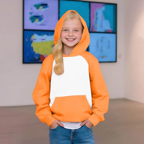 Pink Hoodie for Girls Kids Cute Color Block Trendy Sweatshirts Teen Girls Boys Clothes Y2k Tops with Pockets 20254