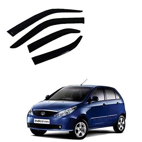 Image of Premium Non-Breakable Car Window Door Visor /Rain Guard /Wind Deflector Compatible for (Indica Vista)