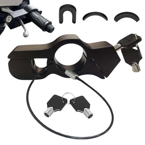 Serrure de Guidon et de Moto, Verrouillage de Poignée d’Accélérateur et de Frein, Alliage d’Aluminium, Antivol Réglable avec 2 Clés pour Bike, Motos,...