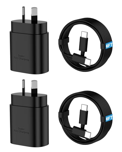 2 Pack 25W USB C Fast Charger for Samsung with 6.6FT/2M USB C Cable Compatible with Samsung Galaxy S25 Ultra/S25/S24 Ultra/S24/S23/S22/S21/Z Fold/Z Flip/ A54/Note20/Tab S9/S8/S7 PPS Charger