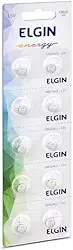 Bateria Alcalina LR621 Elgin com 10 unidades tipo AG1 5v Pilha