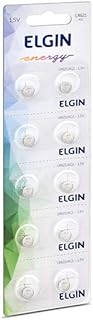 Bateria alcalina lr621 elgin com 10 unidades tipo ag1 5v pilha