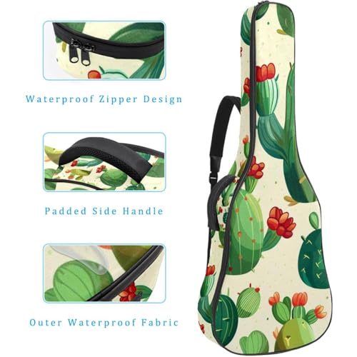 Housse guitare acoustique 109 cm étui souple imperméable imprimé cactus - 4
