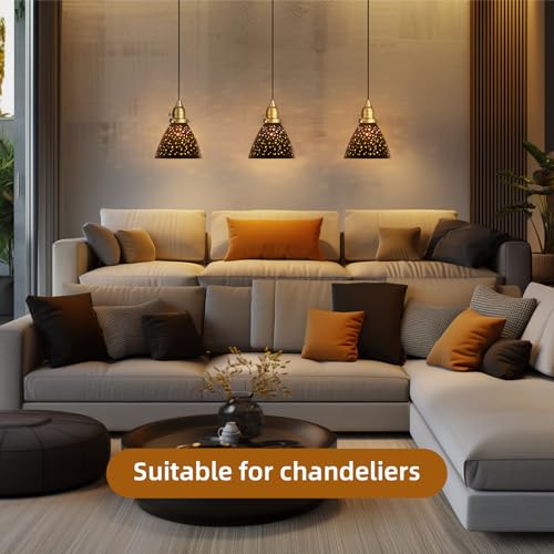 Image of Ceiling Fan Light Covers, 3 Pack Pendant Light Shade Replacement with 1-5 /8 inch Fitter, ALUCSET 4.7 inch Height and 6 inch Diameter, Metal Bell Shaped Cover for Chandelier Pendant Light (Dilated)