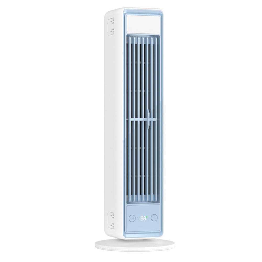 Torretta Ventilatore Senza Pale USB 3600mAh Silenzioso Con Telecomando for | Bianco, 79x82.5mm, Senza Base, Gancio a Parete, Piedini di Supporto, Luce Soffusa, 655g, Non Specificato