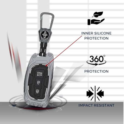 Image of KEYCEPT Metal Armor Key Cover Compatible for Hyundai Grand i10 NIOS Asta, Venue, i20, Aura, Creta, Exter, Elantra 3 Button Smart Key | Stylish & Durable | Easy Grip Protective Keycase