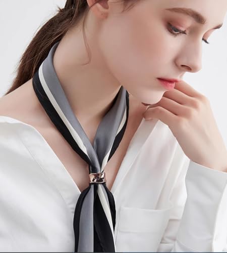 Image of Dainty Oblate Silk Scarf Ring Brooch for Women Minimalist Geometric Shawl Scarves Buckle Wrap Clasp Clip Rings Brooches Fashion Dress Accessories Jewelry