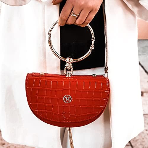 VICTORIA HYDE Handbag Shoulder Bags Women Genuine Leather Half-moon Bag-Red, czerwony, 20 cm x 12 cm x 6 cm, Casual