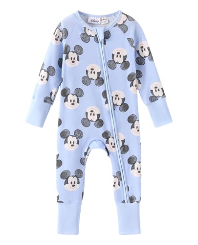Image of Disney Princess Stitch Marvel Mickey Baby Girl Organic Cotton Zipper Footie Clothes Boy Outfit for Infant Newborn