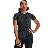 Under Armour womens Tech Spacedye Short Sleeve Crew Neck T-Shirt , Black (001)/Metallic Silver , Lar