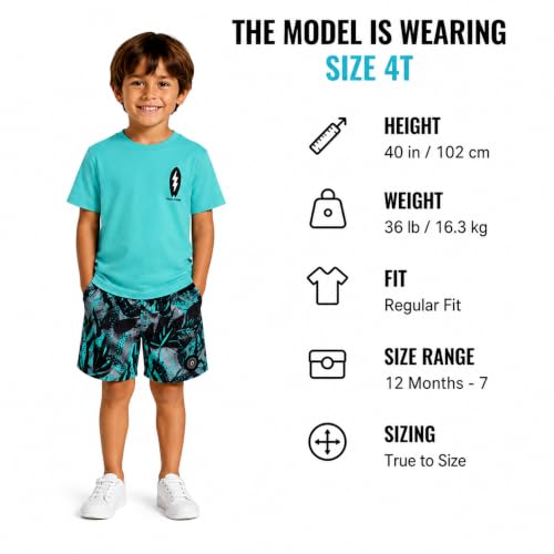 Image of Volcom Baby Boys Swim Set - 2 Piece Short Sleeve Swim Shirt Graphic Tees & Board Shorts - Infant Toddler Little Boys Swimsuit