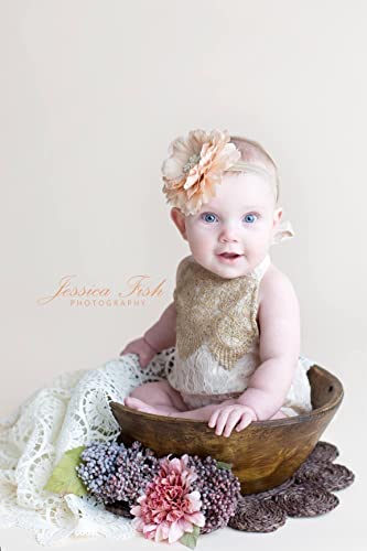 Fiomva Newborn Infant Baby Girl Clothes Lace Halter Backless Jumpsuit Romper Bodysuit Sunsuit Outfits Set Beige #TOP1