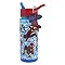 Polar Gear Spiderman Kids 500ml Water Bottle with Straw - Back to School Boys Water Bottle with Spiderman Keyring Charm, Blue & Red