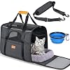 Morpilot Cat Carrier – Cat Carrier Soft for Medium or Large Cats up to 20lbs, with Dual-Sided Cushion, Secure Buckle and Foldable Bowl, Dog Carriers for Small Dogs – Pet Carrier (Dark Gray)